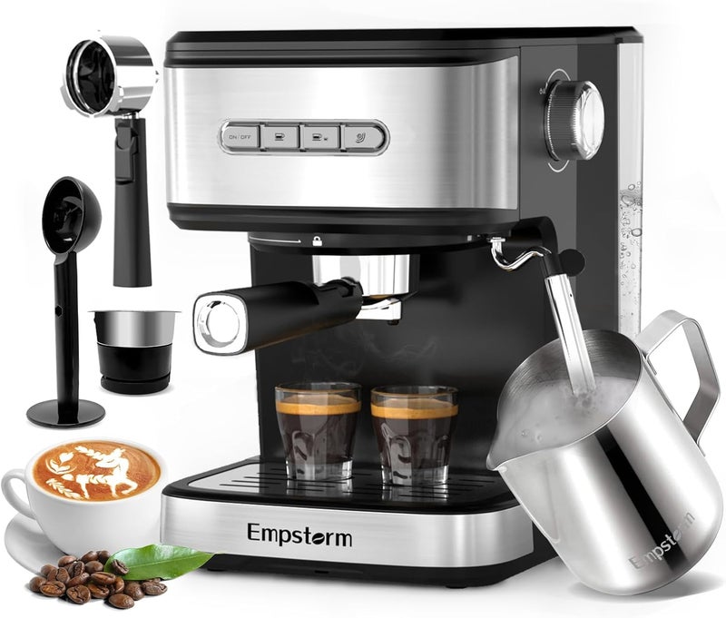 Empstorm 20 Bar Espresso Machine, Cappuccino Machines with Milk Frother Steam Wand, Latte Machine for Home&Barista, Automatic Shut-off Function - Image 1